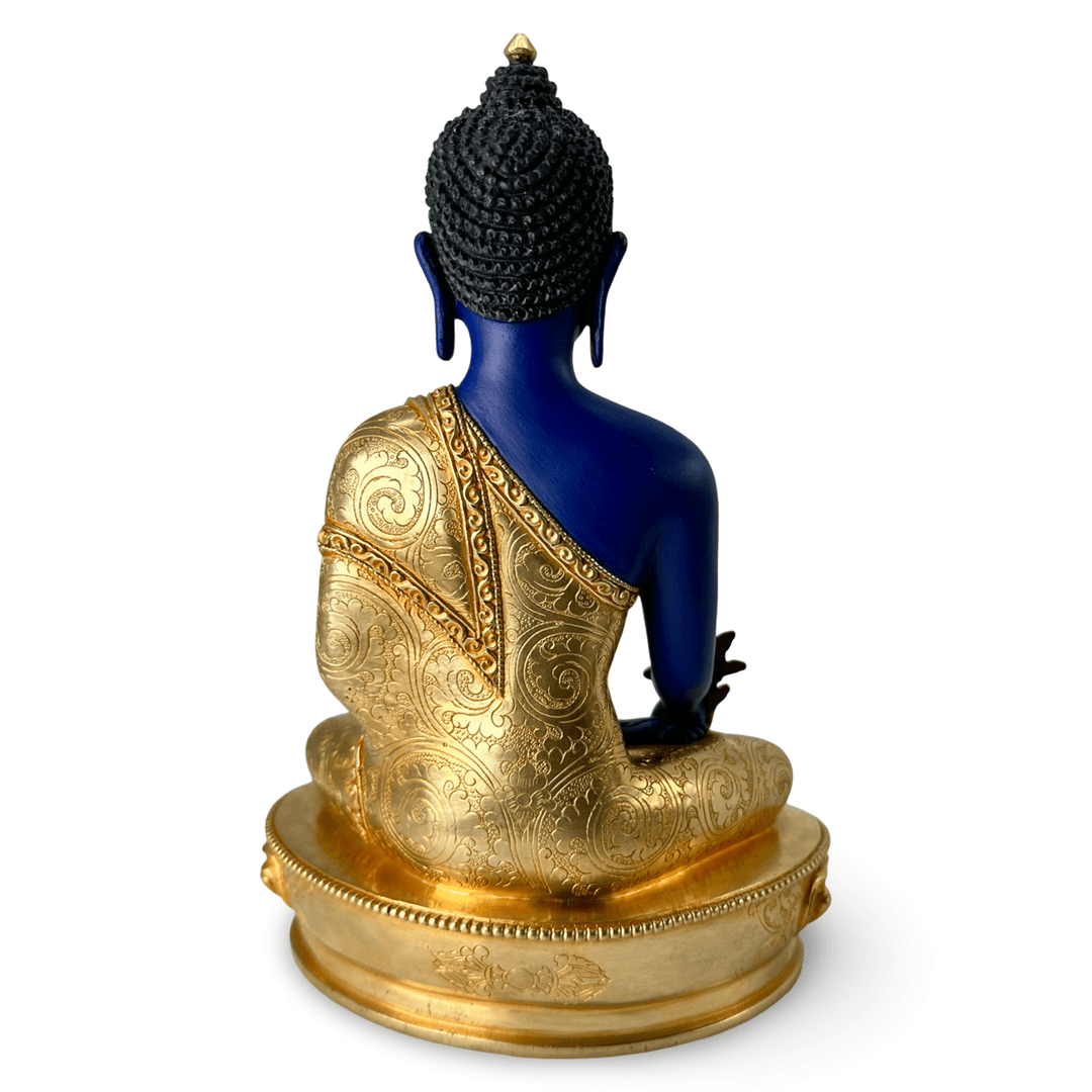 Medizin Buddha Statue aus Kupfer, feuervergoldet und bemalt - Atelier Tibet