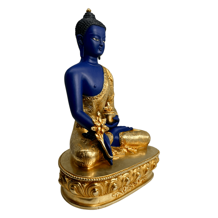 Medizin Buddha Statue aus Kupfer, feuervergoldet und bemalt - Atelier Tibet