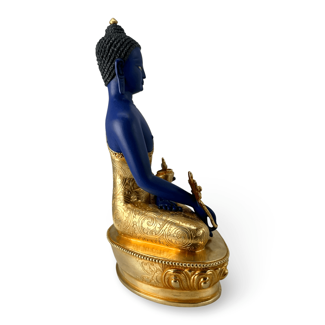 Medizin Buddha Statue aus Kupfer, feuervergoldet und bemalt - Atelier Tibet