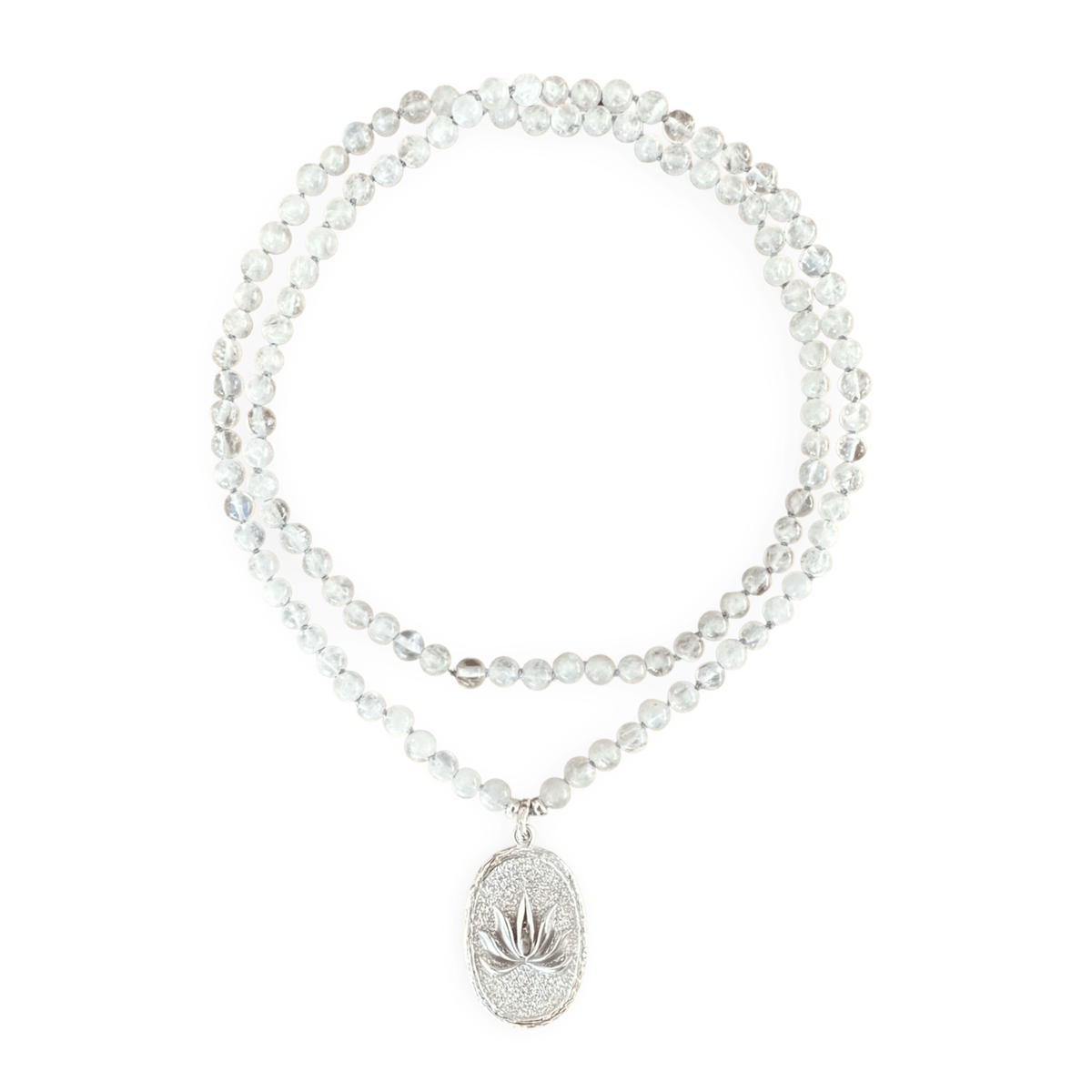 Mondstein - Kette mit Lotus - Anhänger - Atelier Tibet