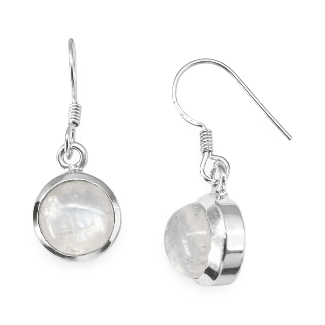 Mondstein Ohranhänger aus Silber - Atelier Tibet