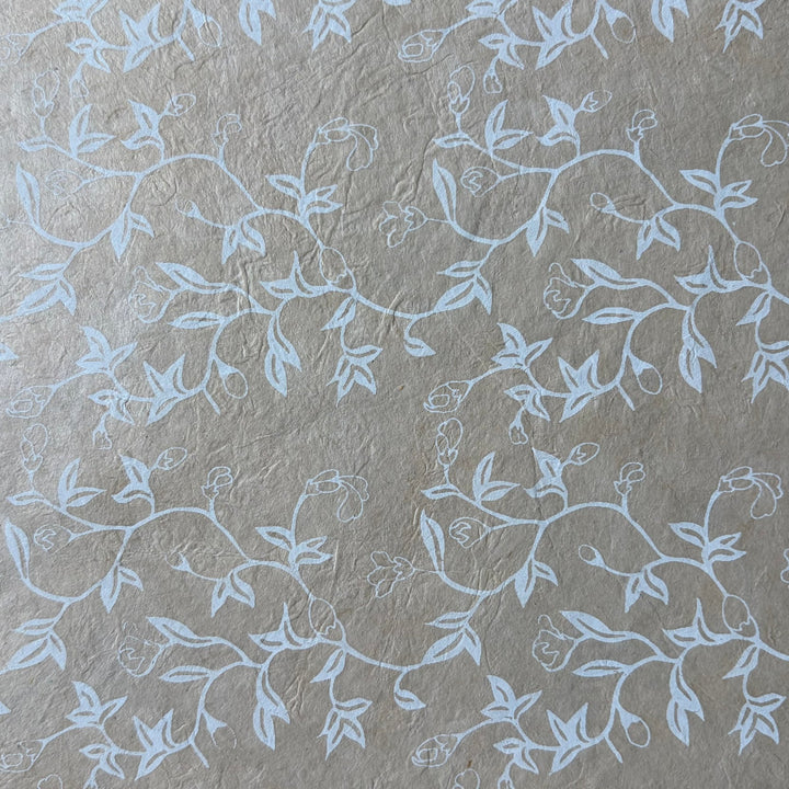 Notizbuch aus Lokta-Papier - florale Motive, von Hand bedruckt - Atelier Tibet