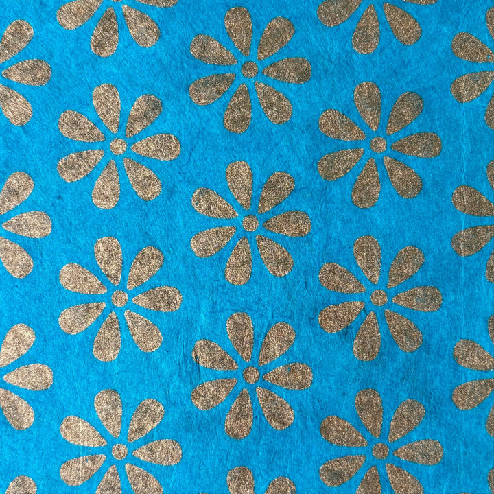 Notizbuch aus Lokta-Papier - florale Motive, von Hand bedruckt - Atelier Tibet