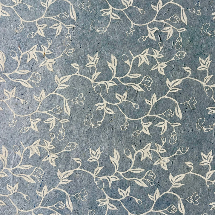 Notizbuch aus Lokta-Papier - florale Motive, von Hand bedruckt - Atelier Tibet