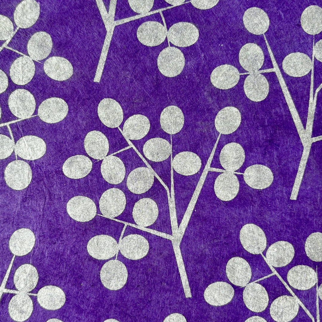 Notizbuch aus Lokta-Papier - florale Motive, von Hand bedruckt - Atelier Tibet
