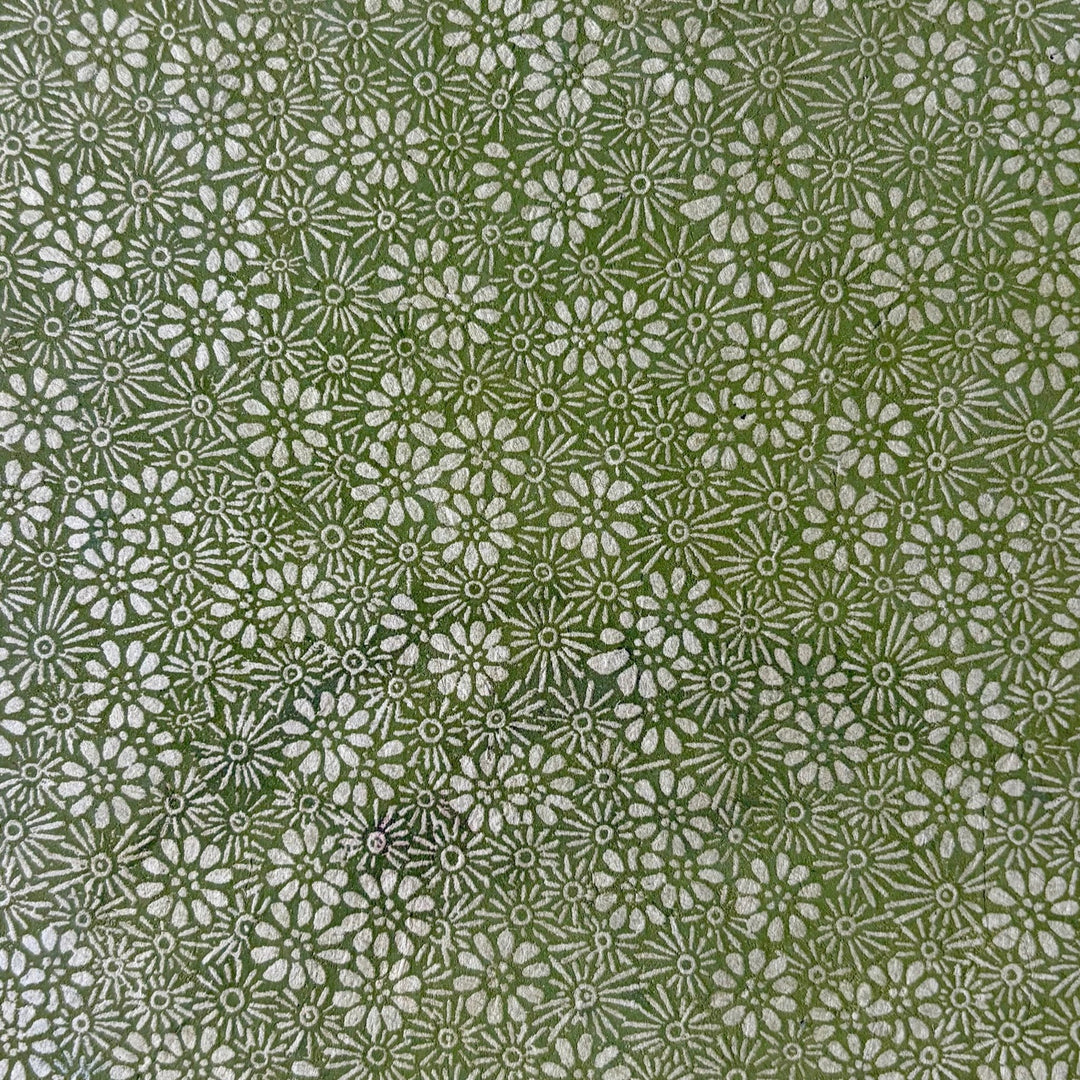 Notizbuch aus Lokta-Papier - florale Motive, von Hand bedruckt - Atelier Tibet