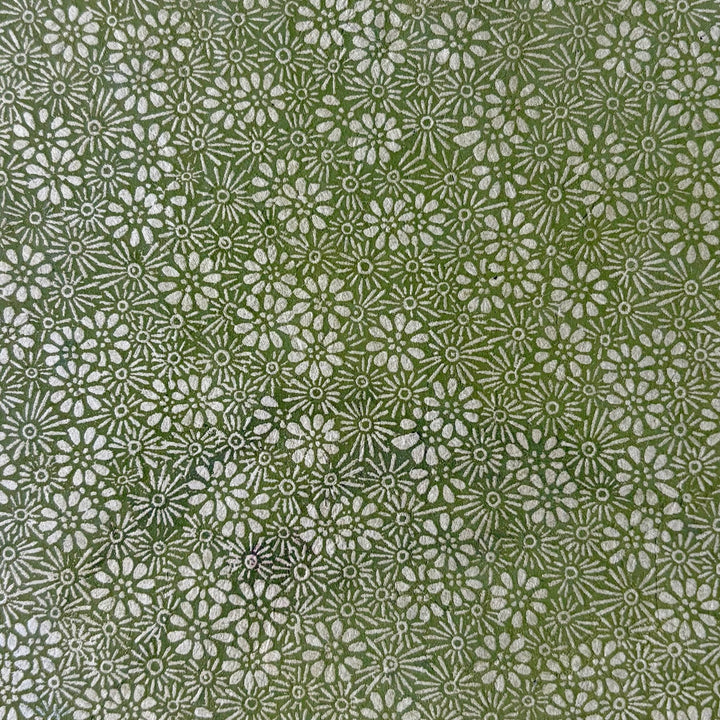 Notizbuch aus Lokta-Papier - florale Motive, von Hand bedruckt - Atelier Tibet