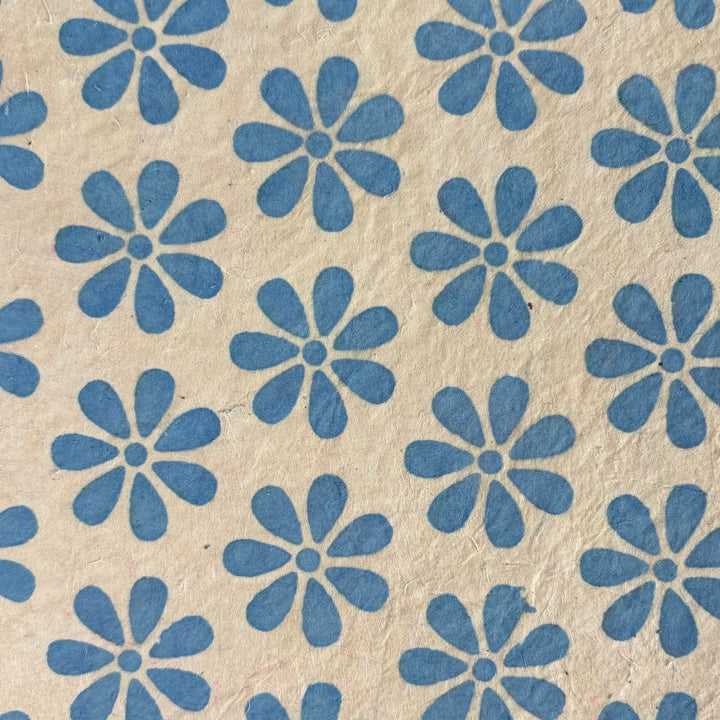Notizbuch aus Lokta-Papier - florale Motive, von Hand bedruckt - Atelier Tibet