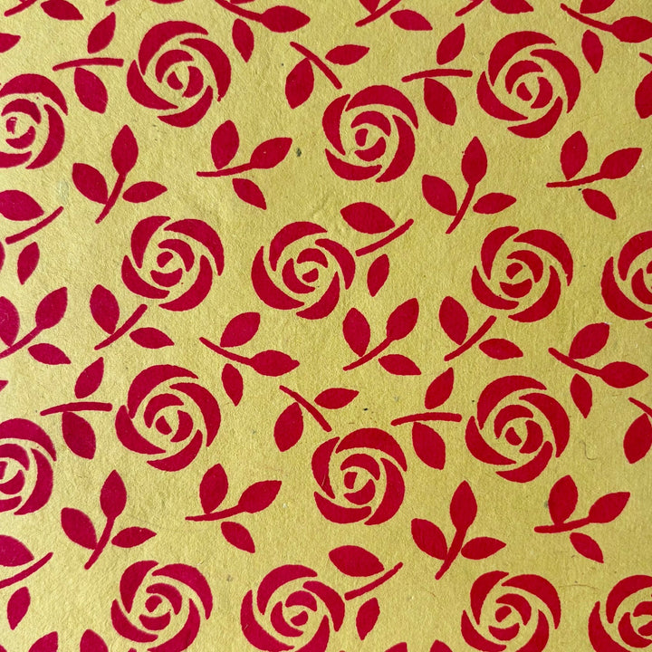 Notizbuch aus Lokta-Papier - florale Motive, von Hand bedruckt - Atelier Tibet