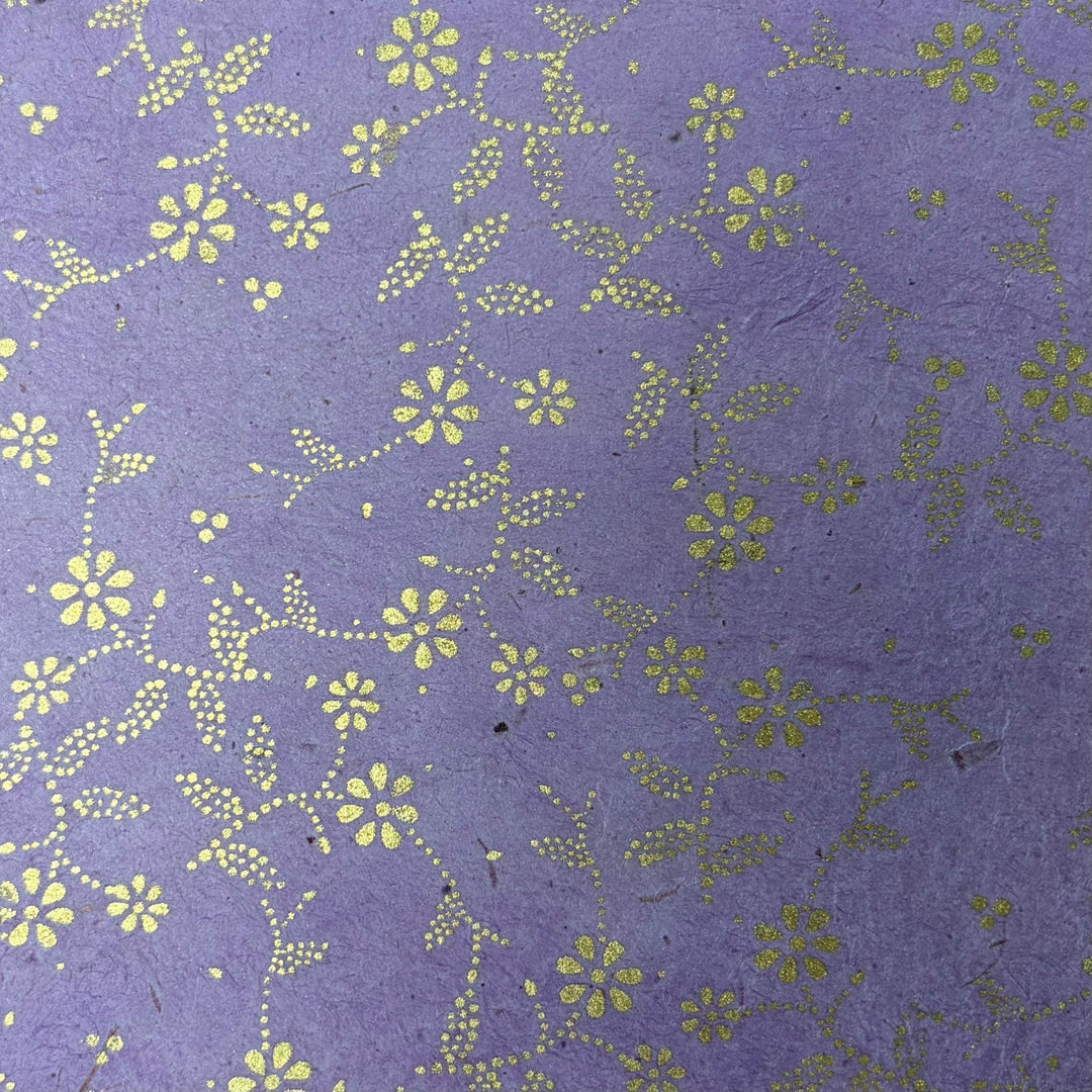 Notizbuch aus Lokta-Papier - florale Motive, von Hand bedruckt - Atelier Tibet