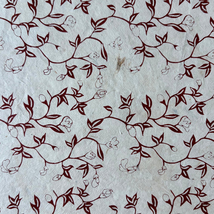 Notizbuch aus Lokta-Papier - florale Motive, von Hand bedruckt - Atelier Tibet