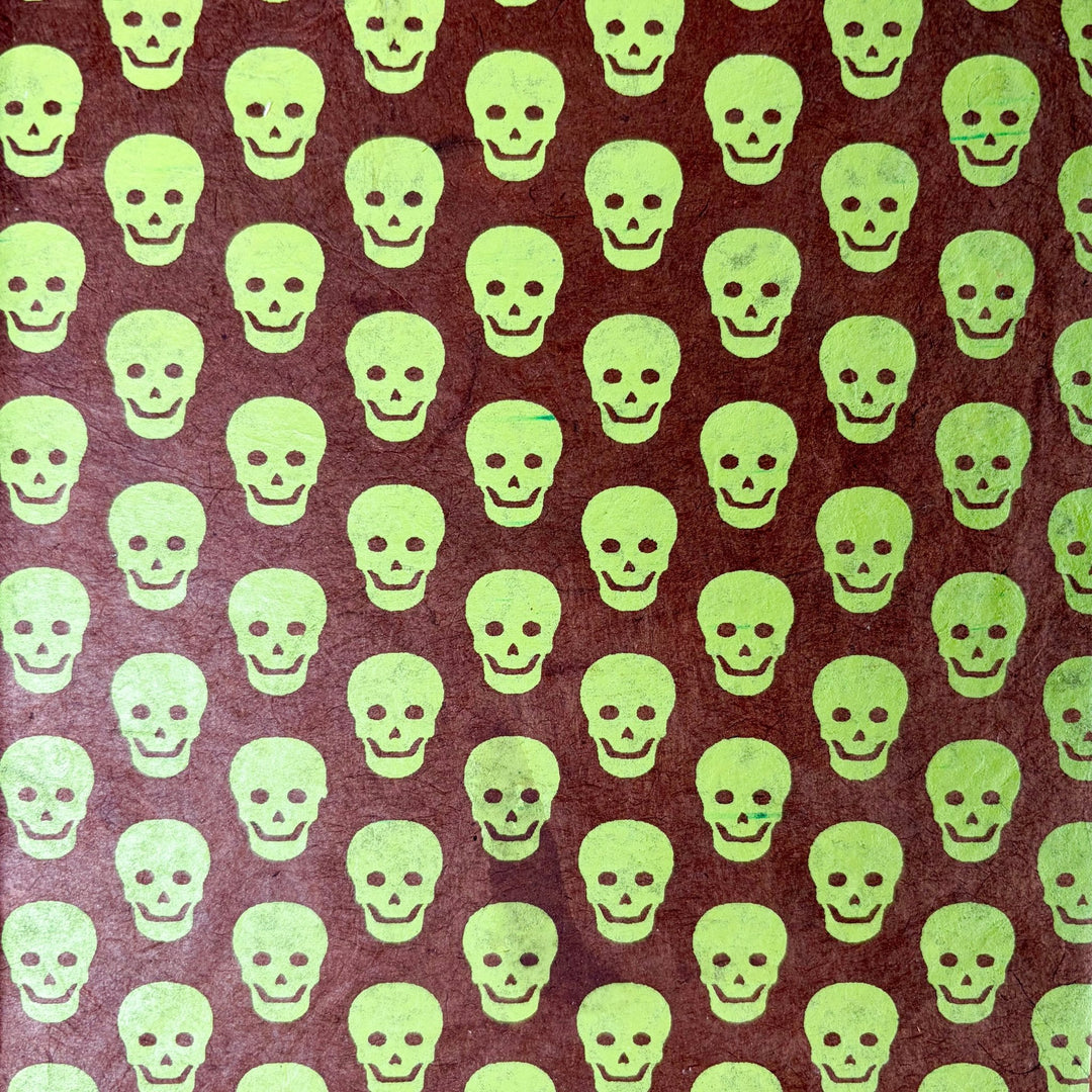 Notizbuch aus Lokta-Papier - Schädel-Motiv, von Hand bedruckt - Atelier Tibet