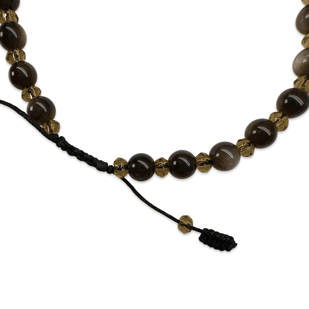 Obsidian und Rauchquarz Mala-Armband - Atelier Tibet