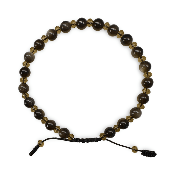 Obsidian und Rauchquarz Mala-Armband - Atelier Tibet