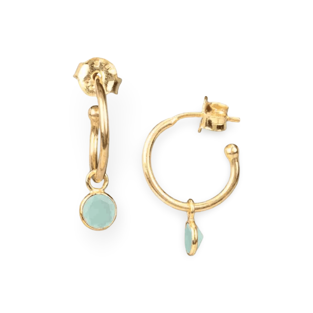 Offene Kreolen mit Aqua Chalcedon Anhänger - Atelier Tibet