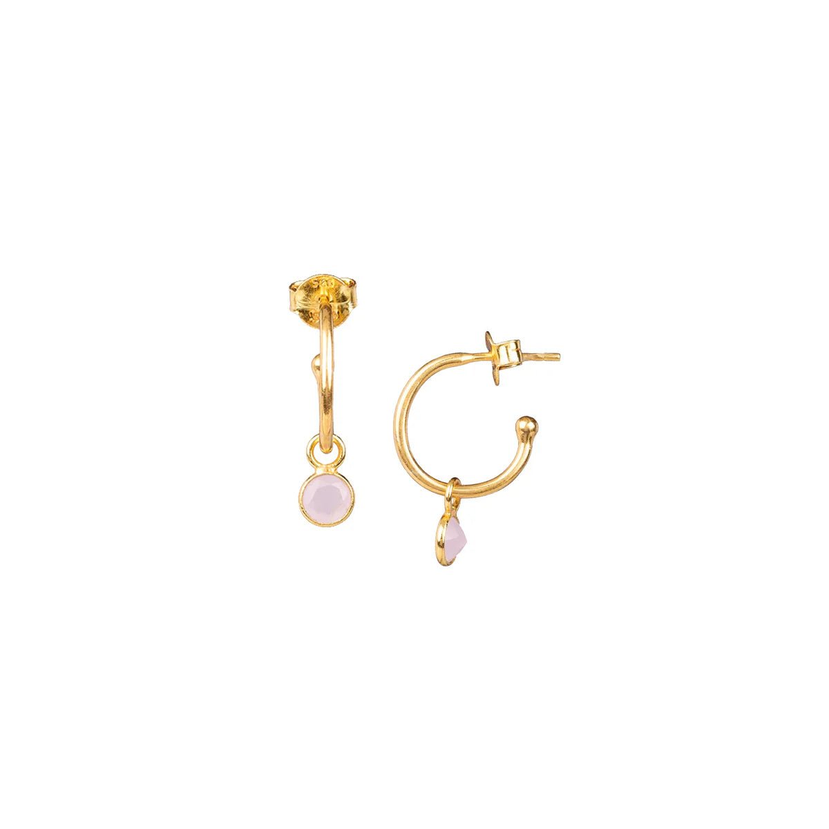 Offene Kreolen mit Pink Chalcedon Anhänger - Atelier Tibet