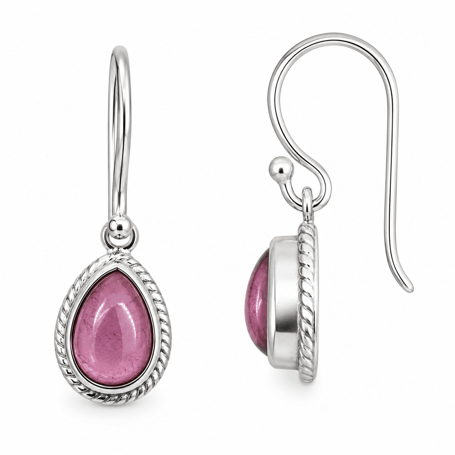 Ohranhänger mit rosa Turmalin - Atelier Tibet
