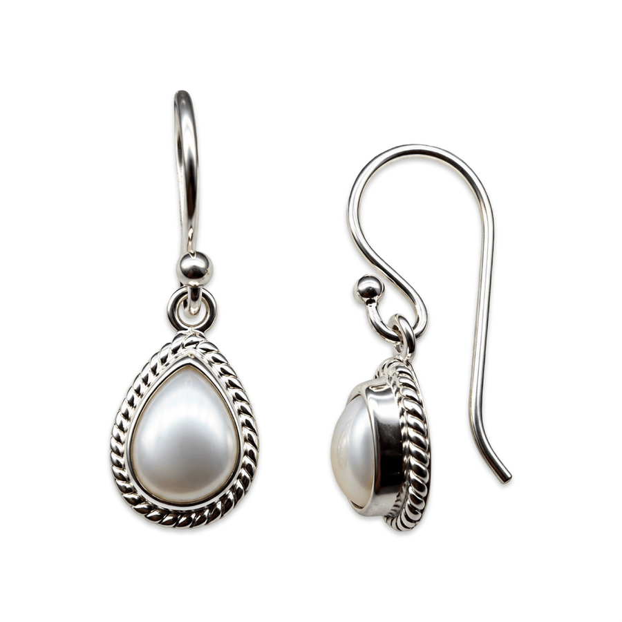 Ohrhänger aus Silber mit Perle in Kordelfassung - Atelier Tibet