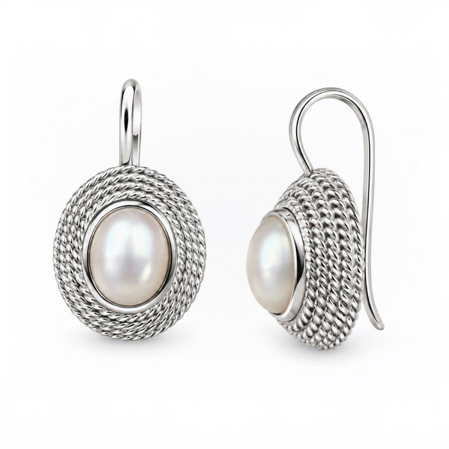 Ohrhänger aus Silber mit Süsswasser-Zuchtperle - Atelier Tibet