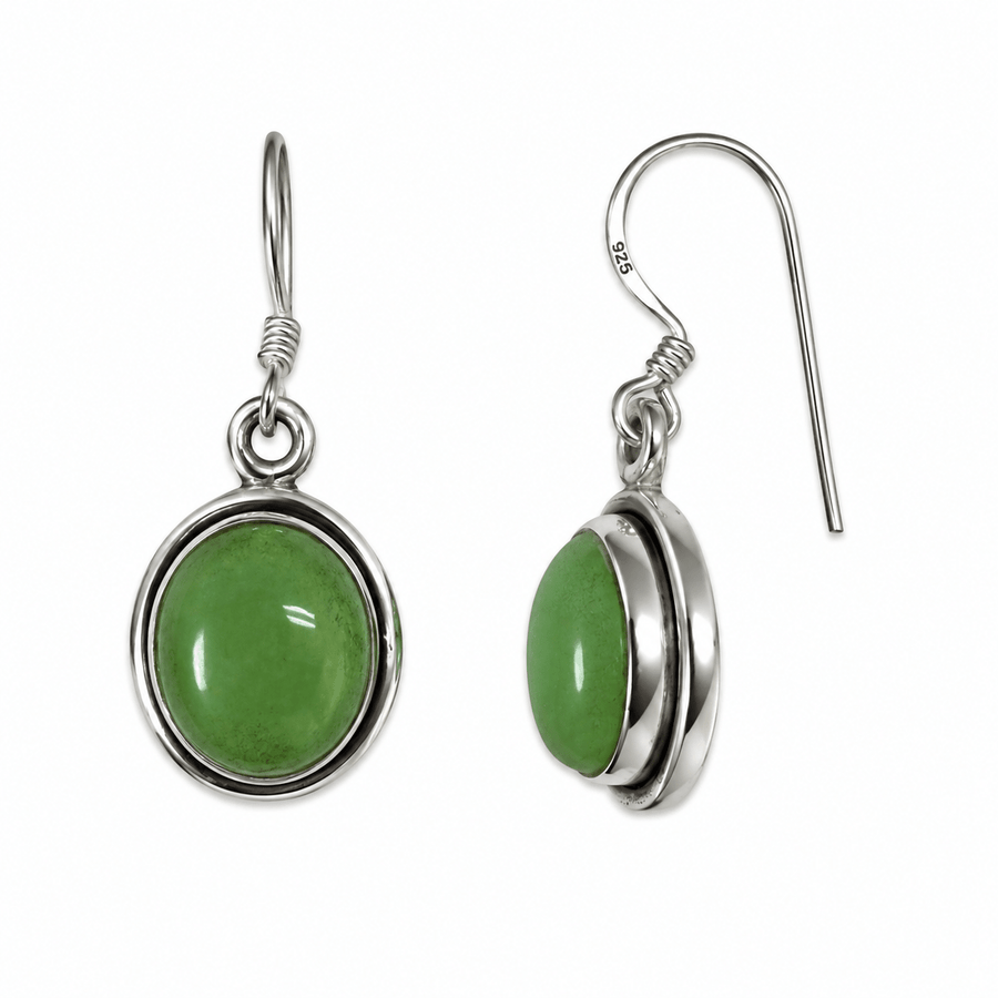 Ohrhänger mit grüner Jade - Atelier Tibet