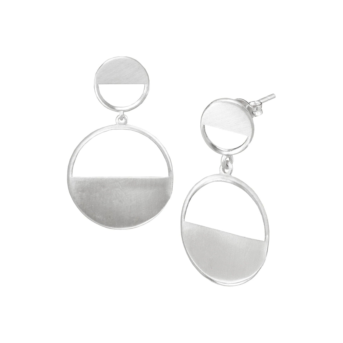 Ohrhänger mit geometrischen Scheiben aus Silber - Atelier Tibet