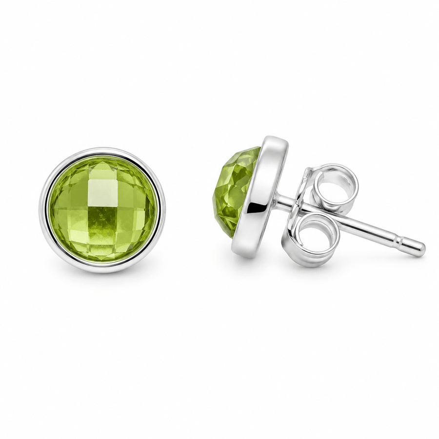 Ohrstecker mit Peridot in schlichter Silberfassung - Atelier Tibet