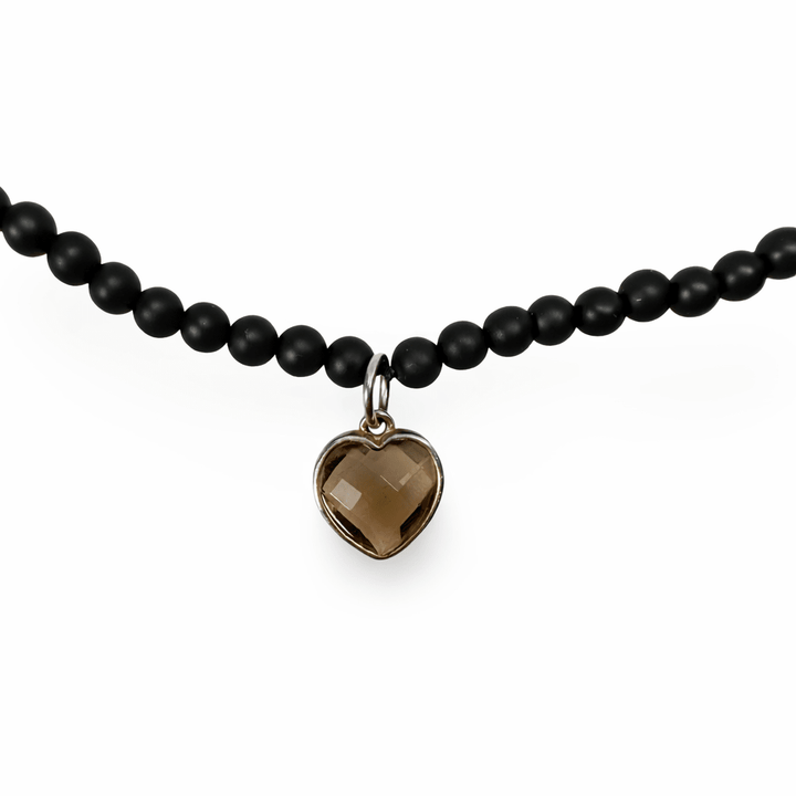 Onyx Halskette mit Rauchquarz - Herz - Atelier Tibet