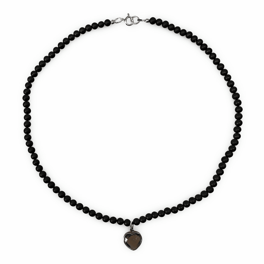 Onyx Halskette mit Rauchquarz - Herz - Atelier Tibet