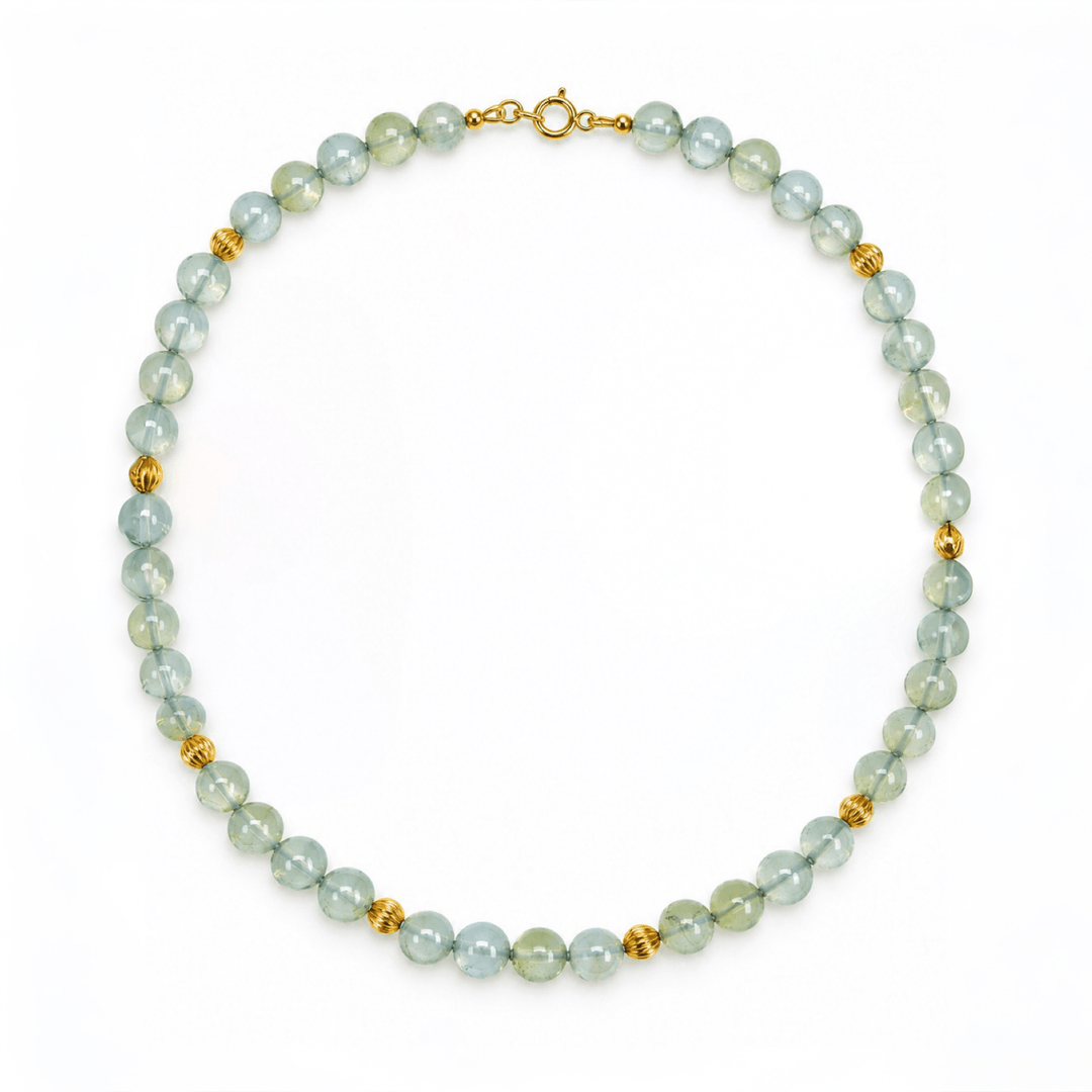 Opalkette mit vergoldeten Silberperlen - Atelier Tibet