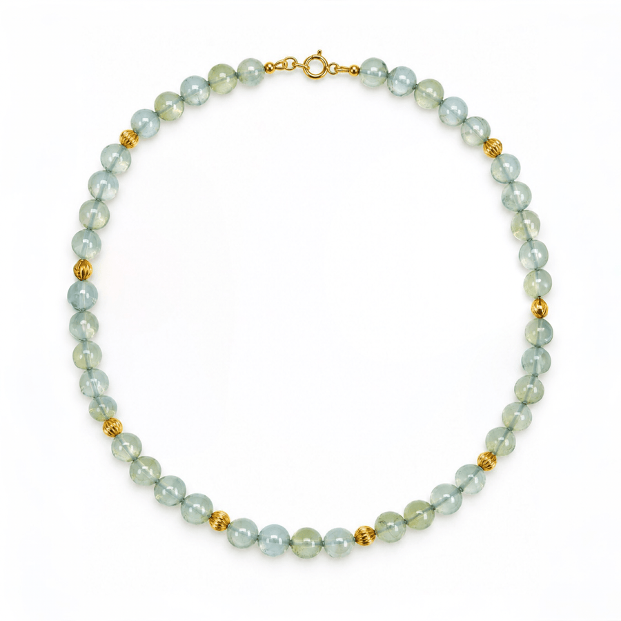 Opalkette mit vergoldeten Silberperlen - Atelier Tibet