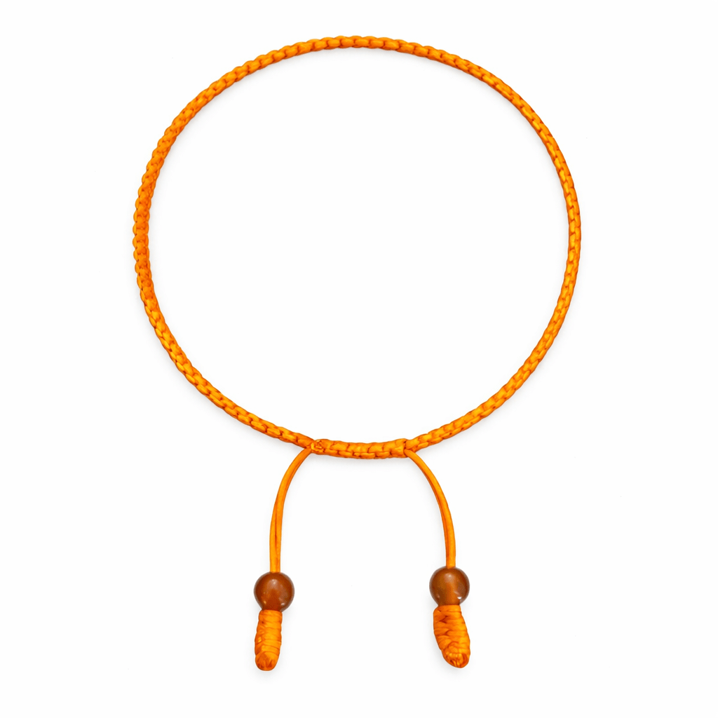 Orange - gelbes handgeknüpftes Armband - Atelier Tibet