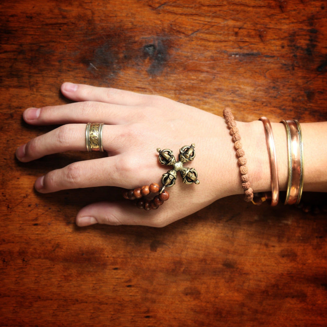 Palisanderholz - Mala mit Doppel - Vajra - Atelier Tibet