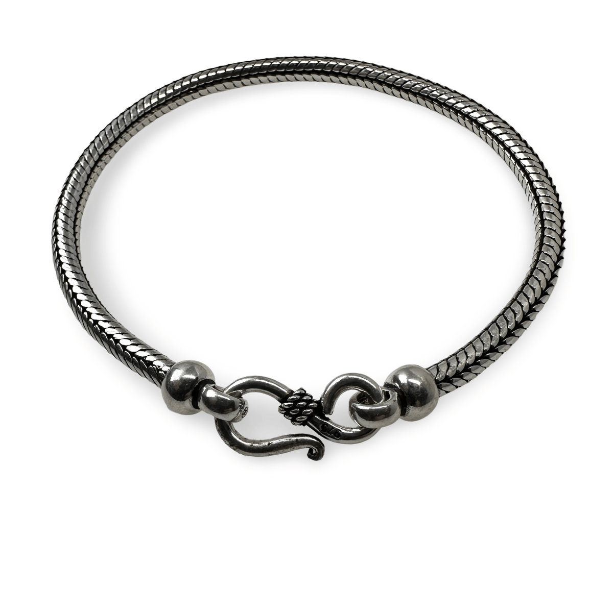 Patiniertes Silber - Schlangenarmband 4 mm - Atelier Tibet