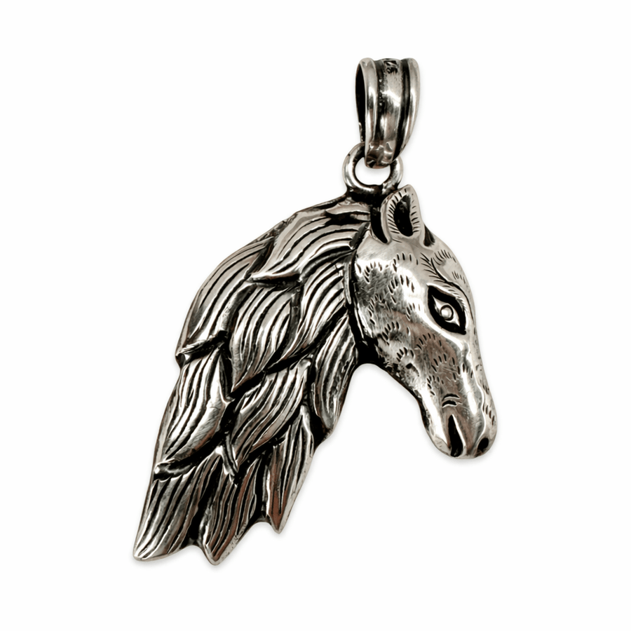 Pferdekopf mit Mähne - Silber - Anhänger aus dem Himalaya - Atelier Tibet