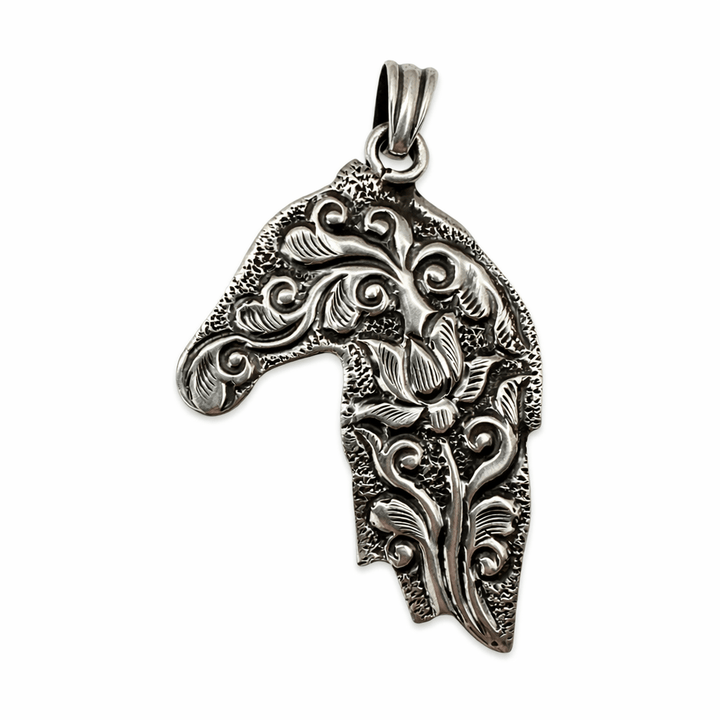 Pferdekopf mit Mähne - Silber - Anhänger aus dem Himalaya - Atelier Tibet