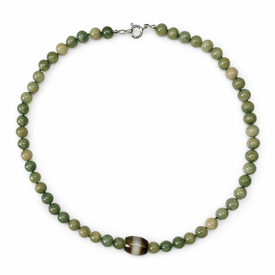 Prasem - Kette mit Dzi - Atelier Tibet