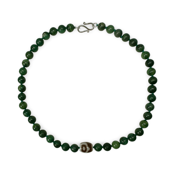 Prasem - Kette mit Dzi - Atelier Tibet