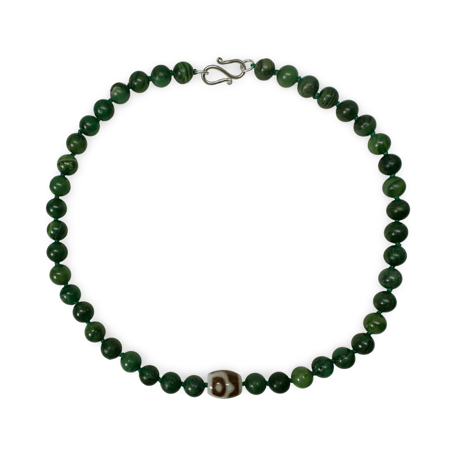 Prasem - Kette mit Dzi - Atelier Tibet