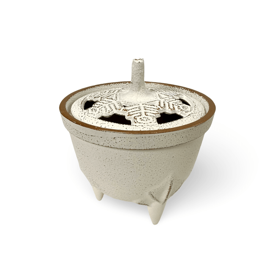 Räuchergefäss «Schneeflocke» aus Gusseisen – Weiss/Gold, Japan - Atelier Tibet