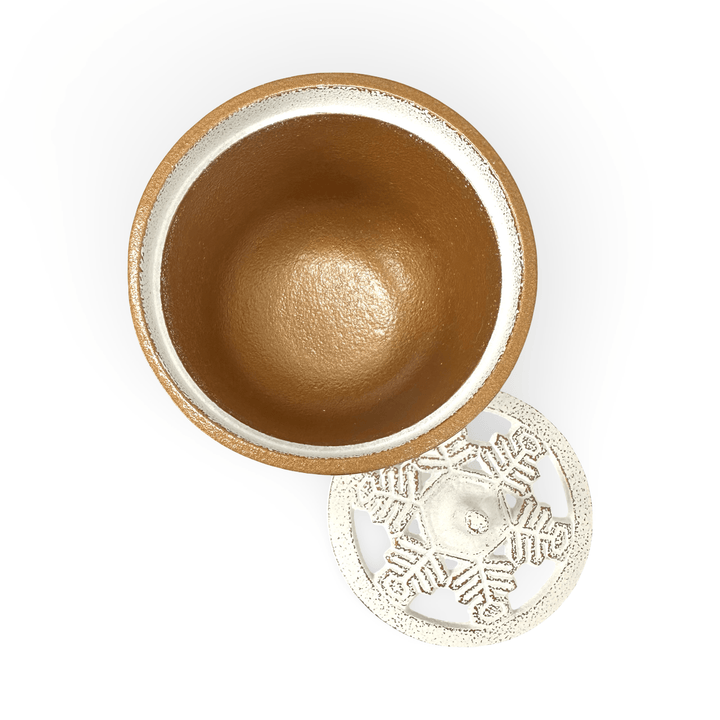 Räuchergefäss «Schneeflocke» aus Gusseisen – Weiss/Gold, Japan - Atelier Tibet