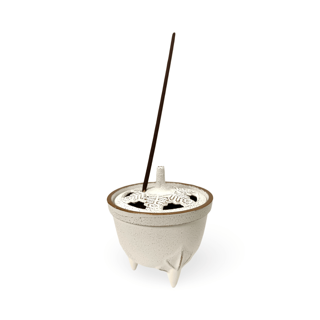 Räuchergefäss «Schneeflocke» aus Gusseisen – Weiss/Gold, Japan - Atelier Tibet