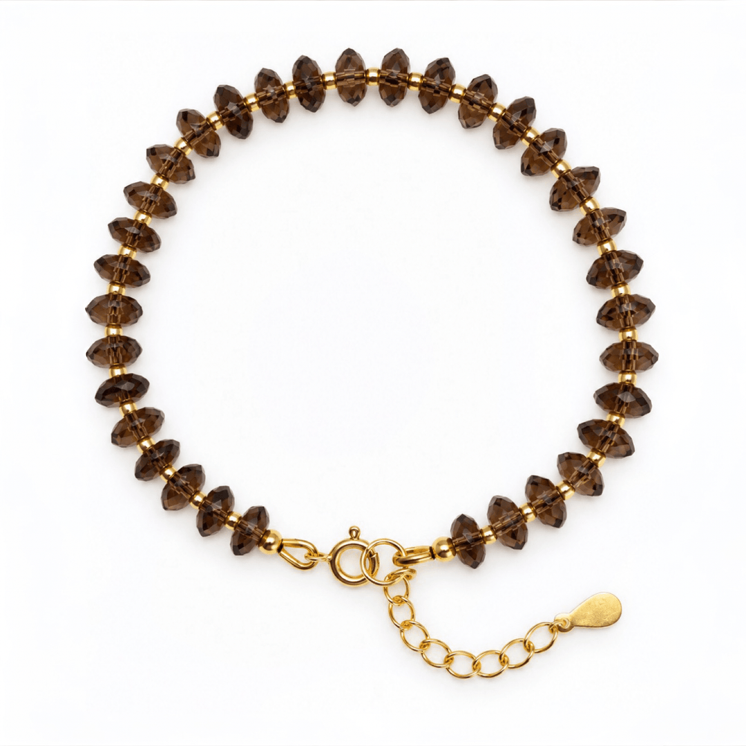 Rauchquarz-Armband mit vergoldetem Silber - Atelier Tibet