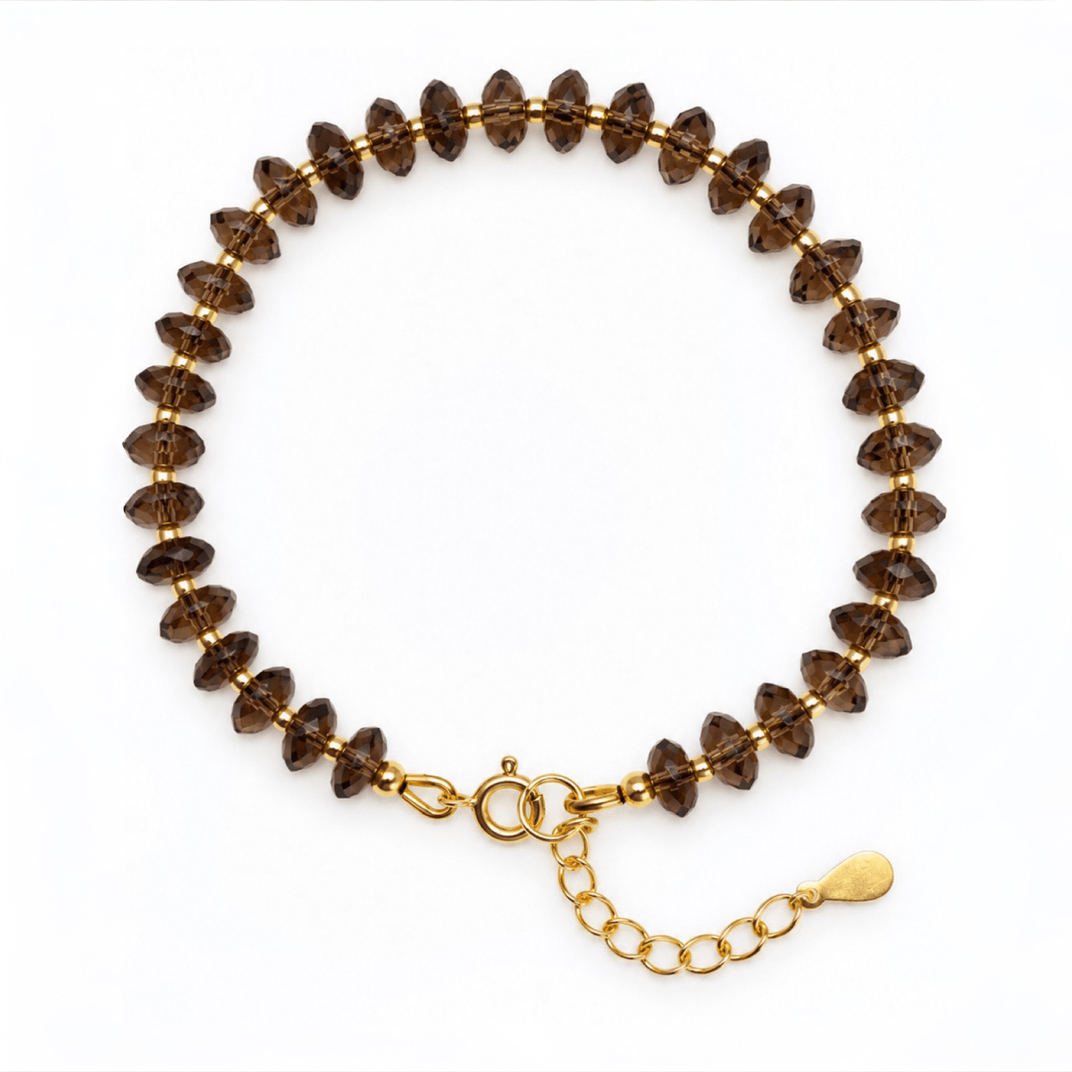 Rauchquarz-Armband mit vergoldetem Silber - Atelier Tibet