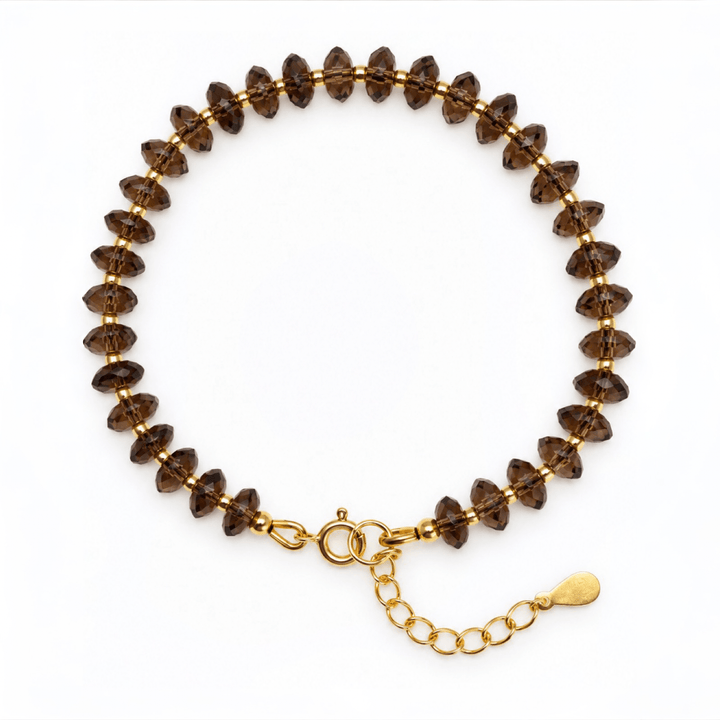 Rauchquarz-Armband mit vergoldetem Silber - Atelier Tibet