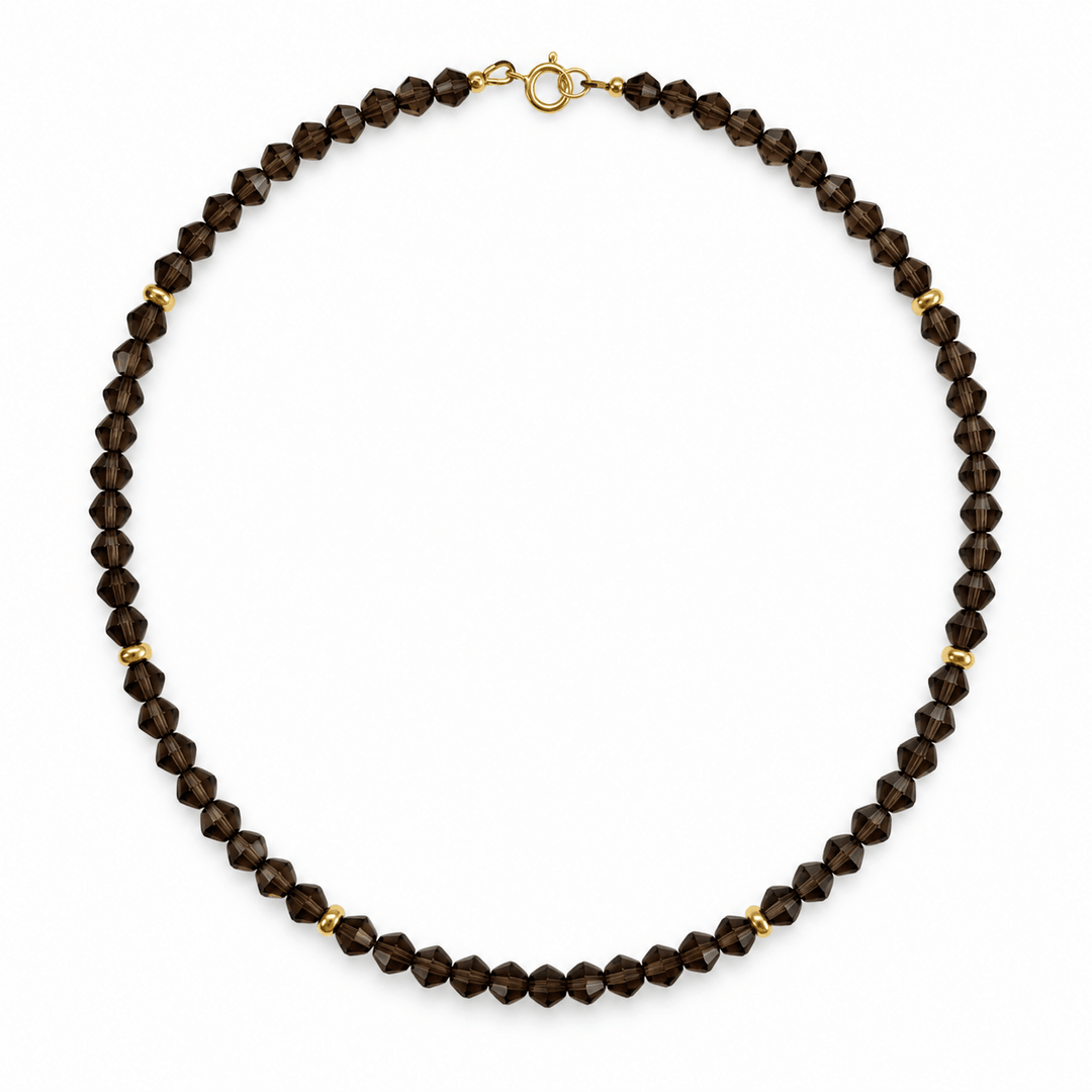 Rauchquarzkette mit vergoldetem Silber - Atelier Tibet