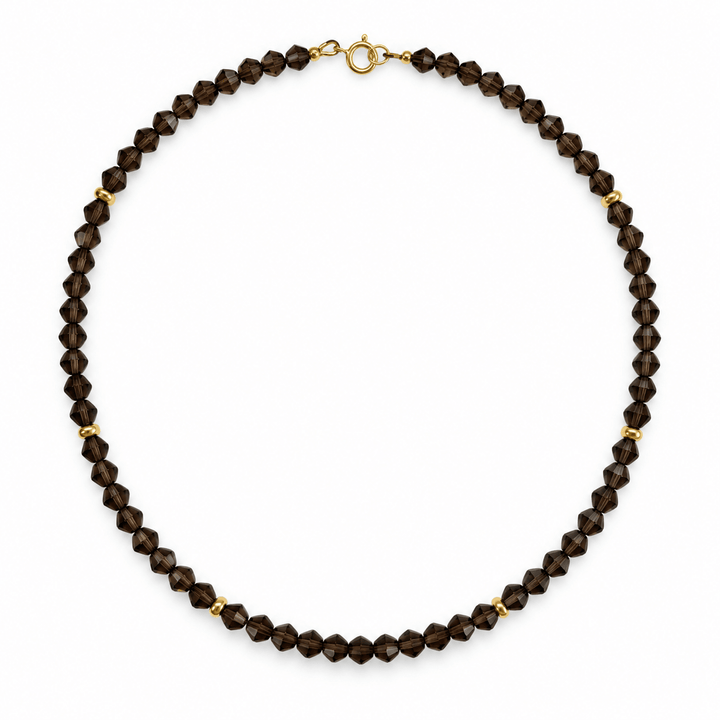 Rauchquarzkette mit vergoldetem Silber - Atelier Tibet