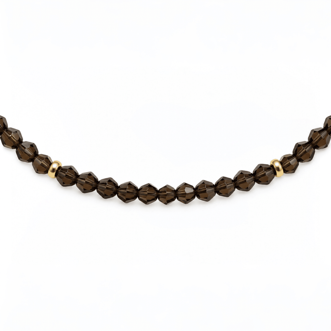 Rauchquarzkette mit vergoldetem Silber - Atelier Tibet