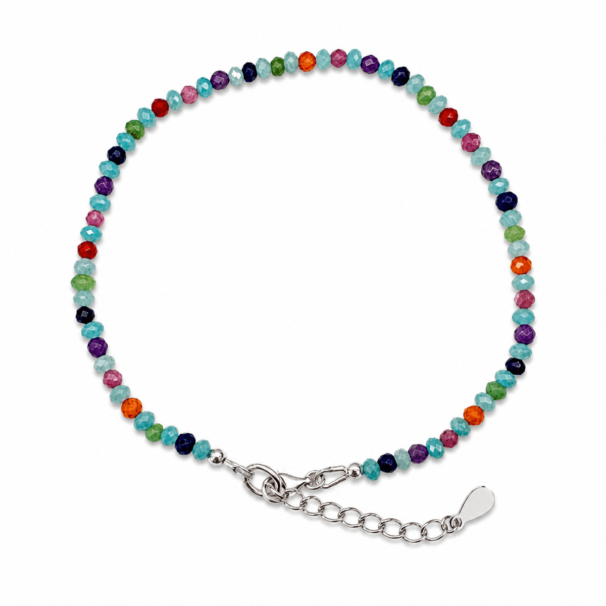 Regenbogen - Fusskettchen – sechs Edelsteine, facettiert - Atelier Tibet