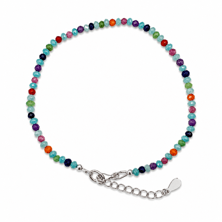 Regenbogen - Fusskettchen – sechs Edelsteine, facettiert - Atelier Tibet