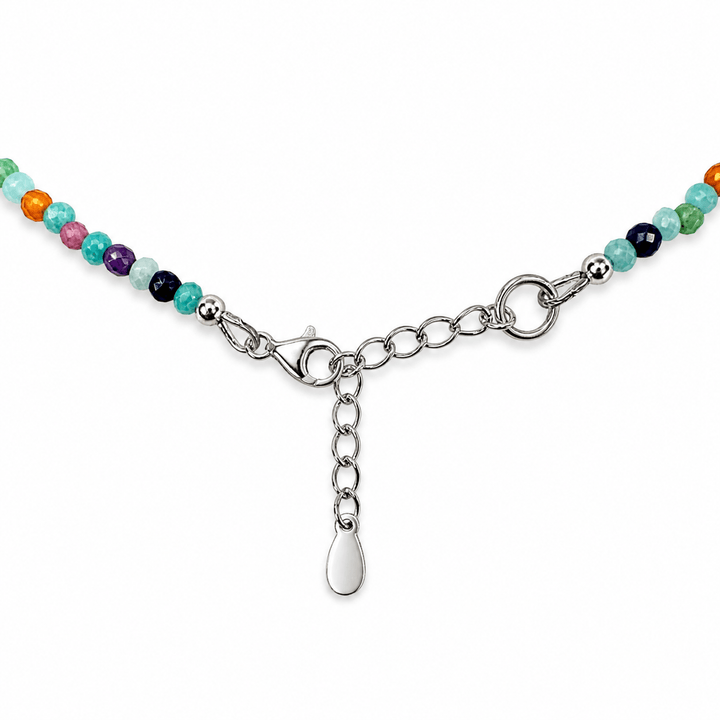 Regenbogen - Fusskettchen – sechs Edelsteine, facettiert - Atelier Tibet